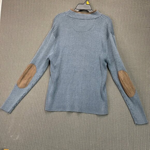 Guide Series mens XLT Ribbed Pullover Sweater With Elbow Patches Blue/Brown - Picture 4 of 6
